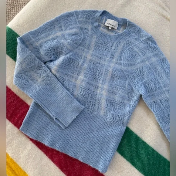 Phillip Lim Alpaca blend blue pointelle knit sweater xs-s - Picture 6 of 14